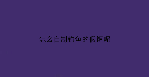 怎么自制钓鱼的假饵呢(自制假饵图片欣赏)