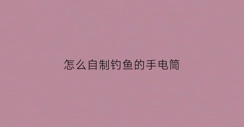 怎么自制钓鱼的手电筒(自制野钓灯)