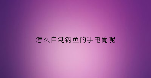 “怎么自制钓鱼的手电筒呢(钓鱼专用手电筒)