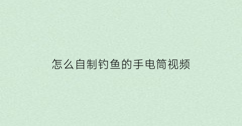 怎么自制钓鱼的手电筒视频