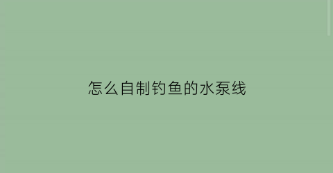 怎么自制钓鱼的水泵线