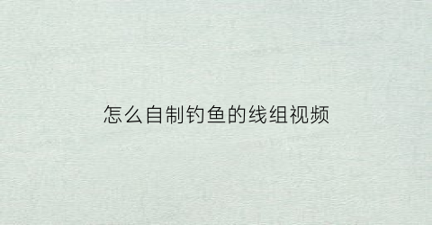 怎么自制钓鱼的线组视频(怎样制作鱼线钓组视频)