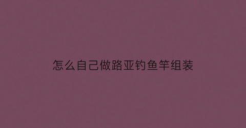 怎么自己做路亚钓鱼竿组装(自己动手做路亚竿)