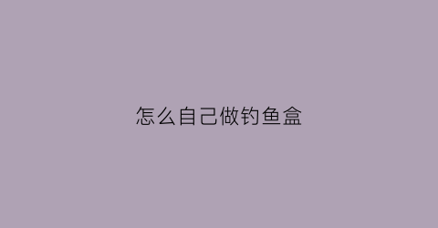 怎么自己做钓鱼盒