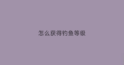 怎么获得钓鱼等级(钓鱼怎么才能获取呀)
