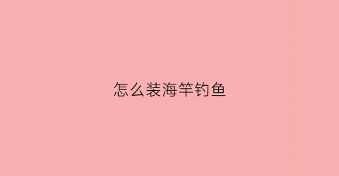 怎么装海竿钓鱼