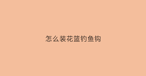 怎么装花篮钓鱼钩(钓花篮怎么安放鱼钩的)
