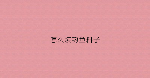 怎么装钓鱼料子(怎么弄钓鱼料)