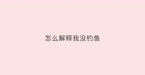 怎么解释我没钓鱼(我没有钓鱼)
