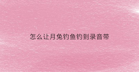 怎么让月兔钓鱼钓到录音带(如何捕捉月月兔)