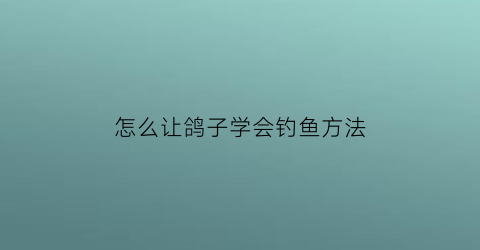 怎么让鸽子学会钓鱼方法(怎么让鸽子学会钓鱼方法视频)