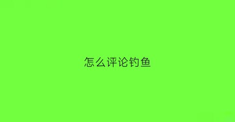 怎么评论钓鱼(怎么评论钓鱼空军)