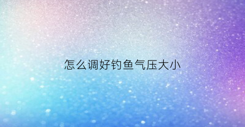 “怎么调好钓鱼气压大小(钓鱼气压高低怎么看)