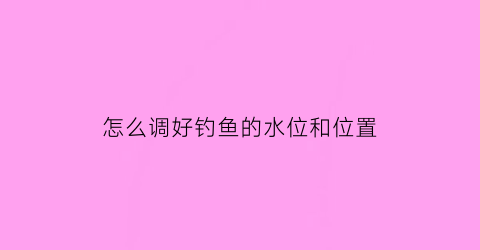 “怎么调好钓鱼的水位和位置(钓鱼怎么调水深度)