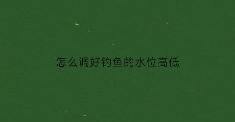 怎么调好钓鱼的水位高低(钓场怎么调水)