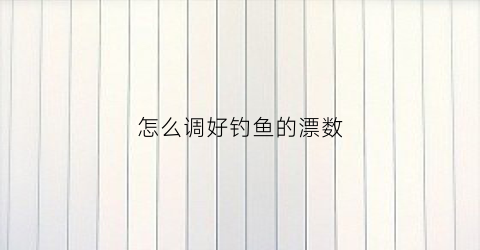 怎么调好钓鱼的漂数(怎样调钓鱼的漂)