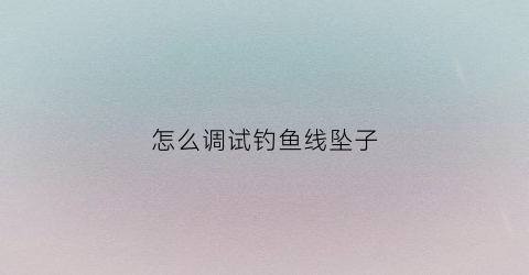 怎么调试钓鱼线坠子(鱼钩线上的坠子绑在哪个位置最好)