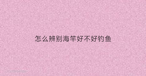 怎么辨别海竿好不好钓鱼(怎么辨别海竿好不好钓鱼视频)