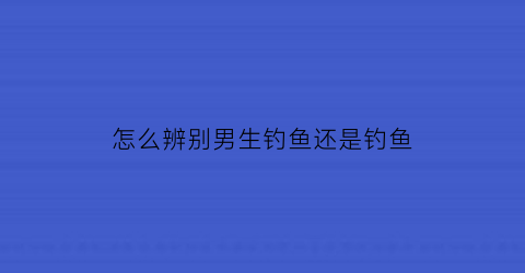 “怎么辨别男生钓鱼还是钓鱼(怎么看一个男生网钓)