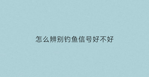 “怎么辨别钓鱼信号好不好(钓鱼时怎么判断有没有大鱼)