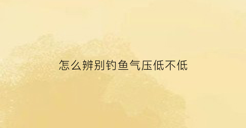 怎么辨别钓鱼气压低不低