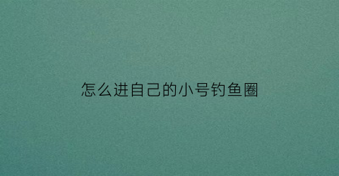 怎么进自己的小号钓鱼圈(开小号钓鱼)