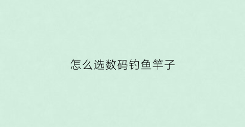 怎么选数码钓鱼竿子