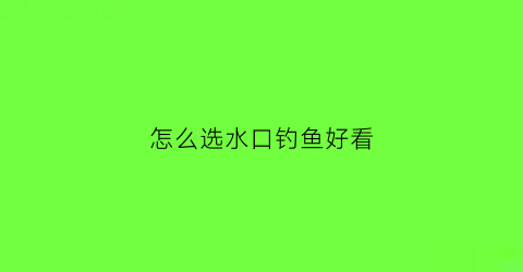 怎么选水口钓鱼好看(钓鱼钓水口)