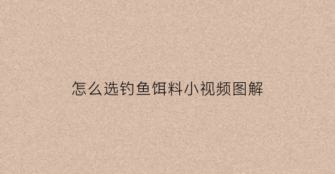 怎么选钓鱼饵料小视频图解(怎么选钓鱼饵料小视频图解大全)