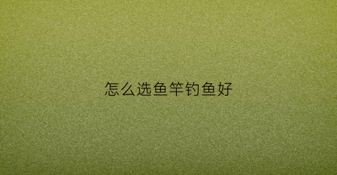 怎么选鱼竿钓鱼好(怎样选钓鱼竿)
