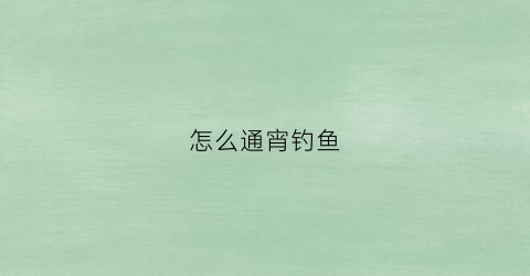 怎么通宵钓鱼(通宵夜钓)
