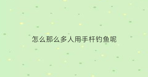 怎么那么多人用手杆钓鱼呢(怎么那么多人用手杆钓鱼呢)