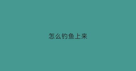 怎么钓鱼上来(如何钓上鱼)