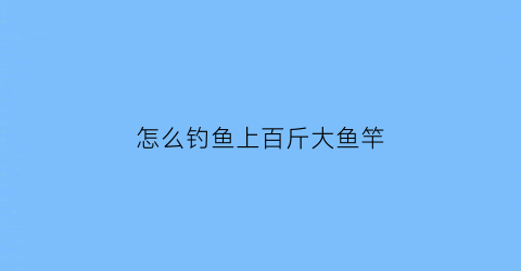 怎么钓鱼上百斤大鱼竿(钓100斤的鱼竿)