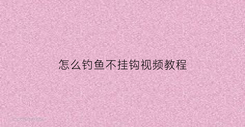 怎么钓鱼不挂钩视频教程(怎么钓鱼不挂钩视频教程下载)