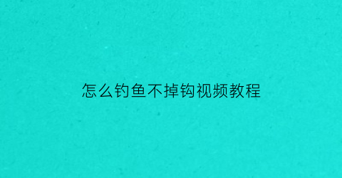 “怎么钓鱼不掉钩视频教程(怎么钓鱼不掉钩视频教程下载)