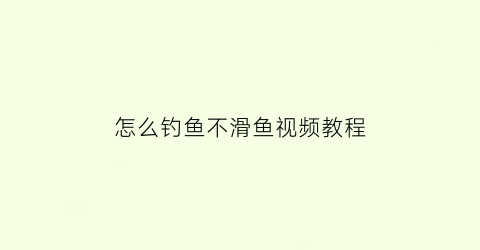 “怎么钓鱼不滑鱼视频教程(怎么钓鱼不滑鱼视频教程下载)