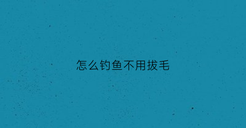 怎么钓鱼不用拔毛(钓鱼不用饵料的方法)