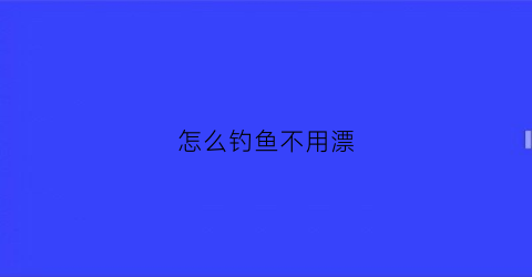怎么钓鱼不用漂(怎么钓鱼不用漂浮钓)