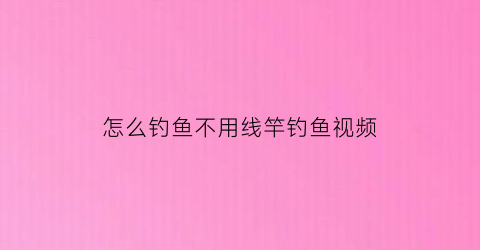 怎么钓鱼不用线竿钓鱼视频