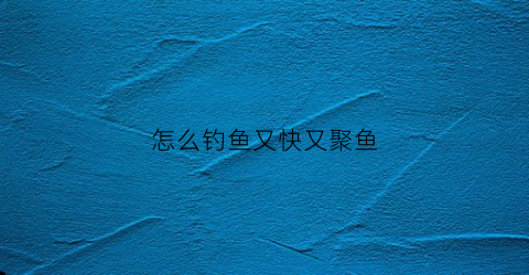 怎么钓鱼又快又聚鱼(怎么钓鱼又快又聚鱼视频)