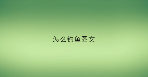 怎么钓鱼图文(如何钓鱼)