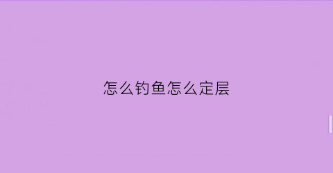 怎么钓鱼怎么定层(钓鱼怎么钓定层)