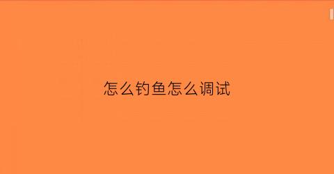 怎么钓鱼怎么调试(钓鱼怎么调漂视频教程)