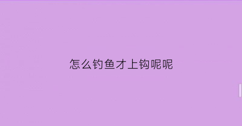 怎么钓鱼才上钩呢呢