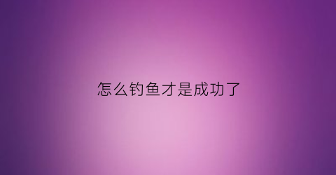 怎么钓鱼才是成功了