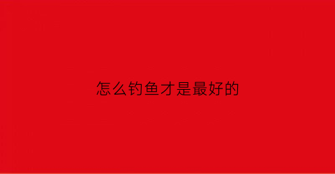 怎么钓鱼才是最好的(钓鱼该怎么钓)