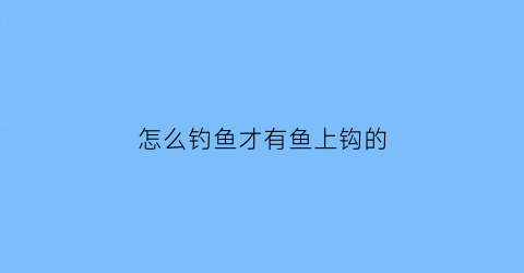 “怎么钓鱼才有鱼上钩的(怎样钓鱼能上鱼)