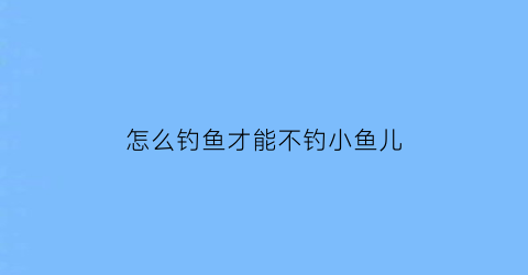 怎么钓鱼才能不钓小鱼儿(怎么钓鱼不被发现)