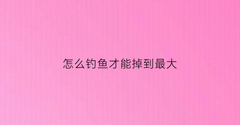 怎么钓鱼才能掉到最大(怎么钓鱼才能钓到大鱼)